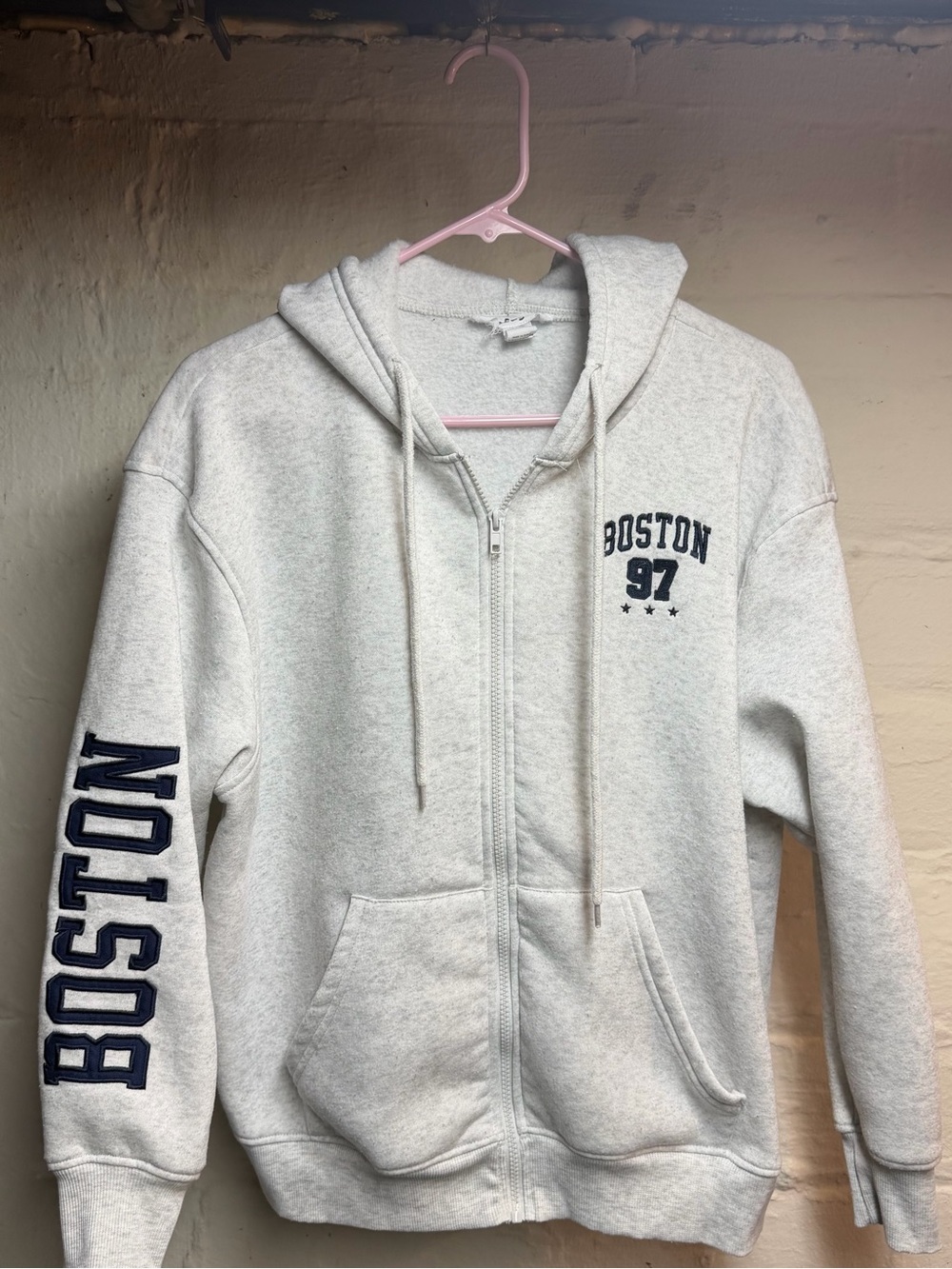refuge Boston 1997 Heather Grey Zip Up Hoodie